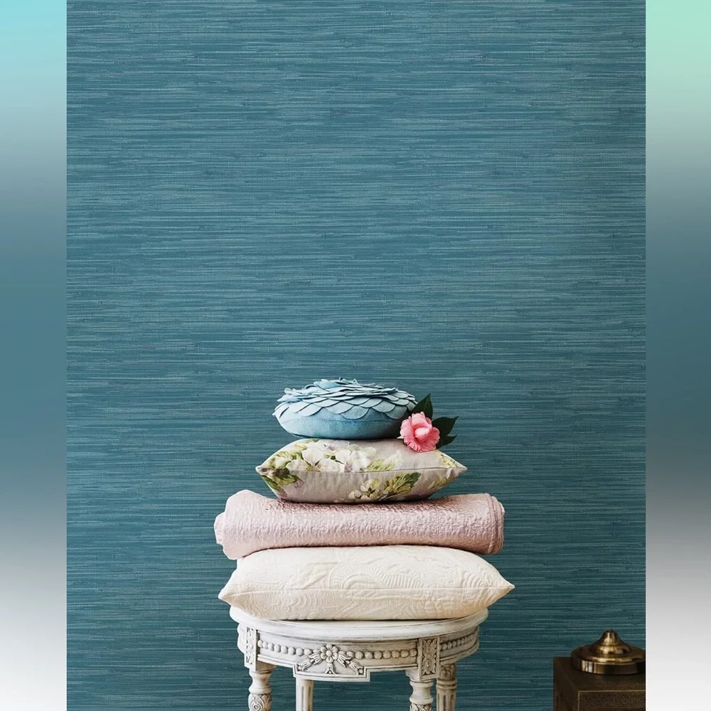 🔥NUWALLPAPER Textured Surface Grassweave Steel Blue NU2874 Peel & Stick NIOB
